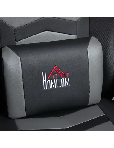HOMCOM Massage Gaming Chair, Swivel Racing Video Gaming Recliner with Retractable Footrest, Headrest, Cup Holders and Side Pocke