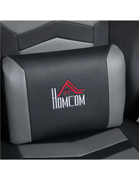 HOMCOM Massage Gaming Chair, Swivel Racing Video Gaming Recliner with Retractable Footrest, Headrest, Cup Holders and Side Pocke