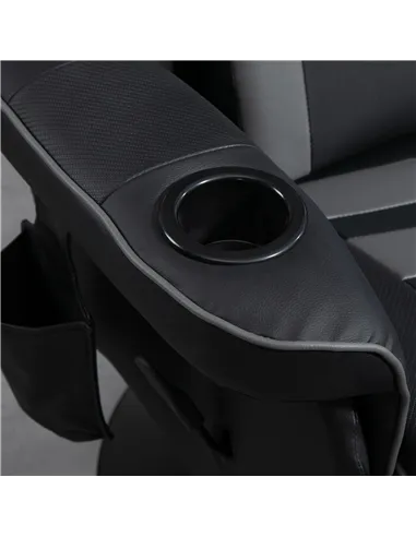 HOMCOM Massage Gaming Chair, Swivel Racing Video Gaming Recliner with Retractable Footrest, Headrest, Cup Holders and Side Pocke