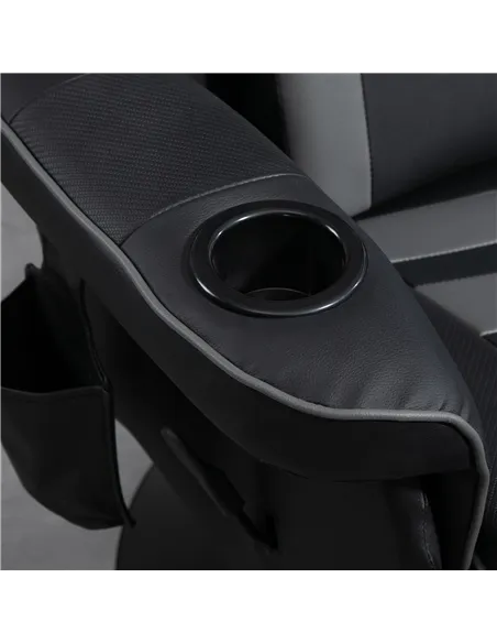 HOMCOM Massage Gaming Chair, Swivel Racing Video Gaming Recliner with Retractable Footrest, Headrest, Cup Holders and Side Pocke