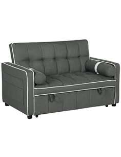 HOMCOM Two-Seater Linen-Look Sofa Bed - Charcoal Grey