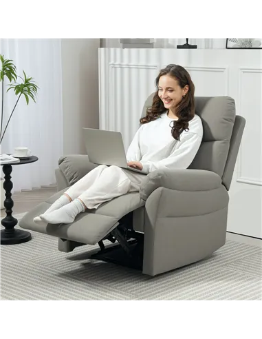 HOMCOM 140° Manual Reclining Armchair, with Footrest - Grey