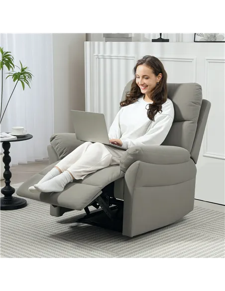 HOMCOM 140° Manual Reclining Armchair, with Footrest - Grey