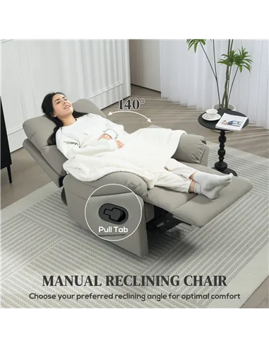 HOMCOM 140° Manual Reclining Armchair, with Footrest - Grey