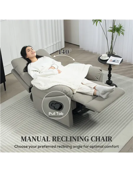 HOMCOM 140° Manual Reclining Armchair, with Footrest - Grey