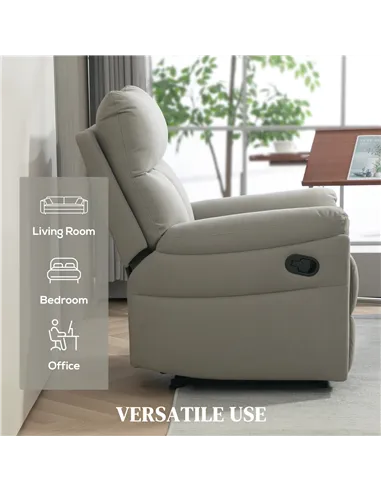 HOMCOM 140° Manual Reclining Armchair, with Footrest - Grey