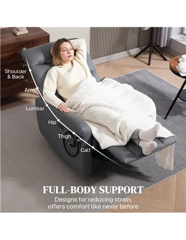 HOMCOM Electric Recliner Armchair with USB + Type C Charge Port, Phone Holder, PU Leather Reclining Chair with Adjustable Leg Re