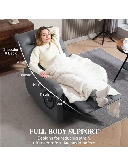 HOMCOM Electric Recliner Armchair with USB + Type C Charge Port, Phone Holder, PU Leather Reclining Chair with Adjustable Leg Re