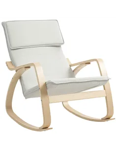 HOMCOM Comfortable Relax Rocking Chair, Upholstered Lounge Chair Recliner with High Back and Headrest for Living Room, Bedroom, 