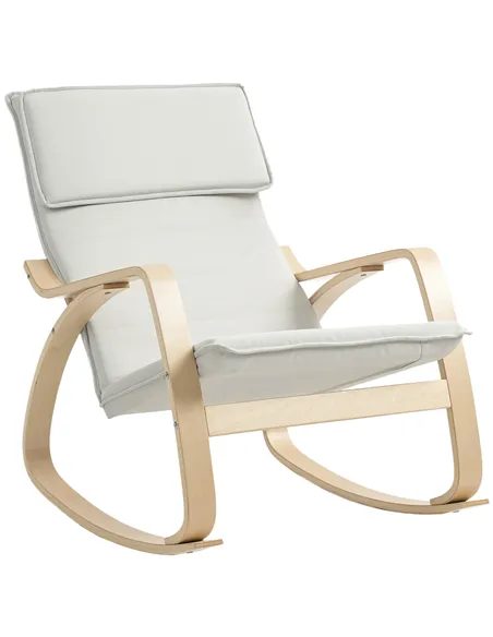 HOMCOM Comfortable Relax Rocking Chair, Upholstered Lounge Chair Recliner with High Back and Headrest for Living Room, Bedroom, 