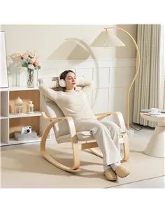 HOMCOM Comfortable Relax Rocking Chair, Upholstered Lounge Chair Recliner with High Back and Headrest for Living Room, Bedroom,  2