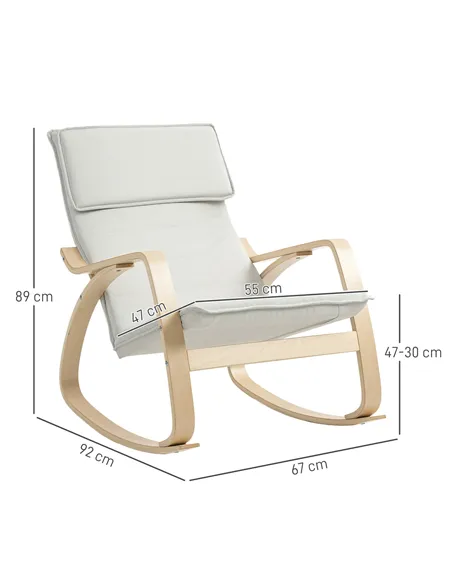 HOMCOM Comfortable Relax Rocking Chair, Upholstered Lounge Chair Recliner with High Back and Headrest for Living Room, Bedroom, 