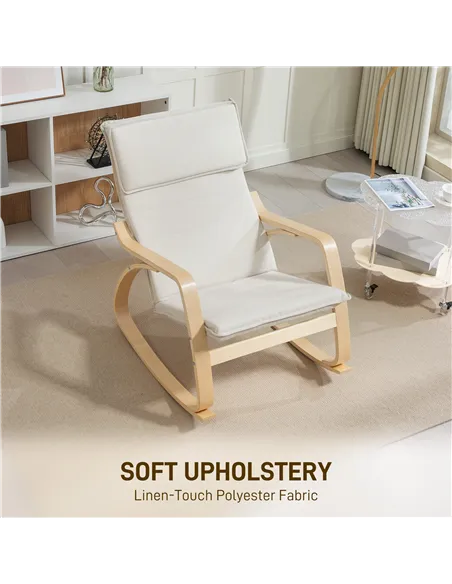 HOMCOM Comfortable Relax Rocking Chair, Upholstered Lounge Chair Recliner with High Back and Headrest for Living Room, Bedroom, 