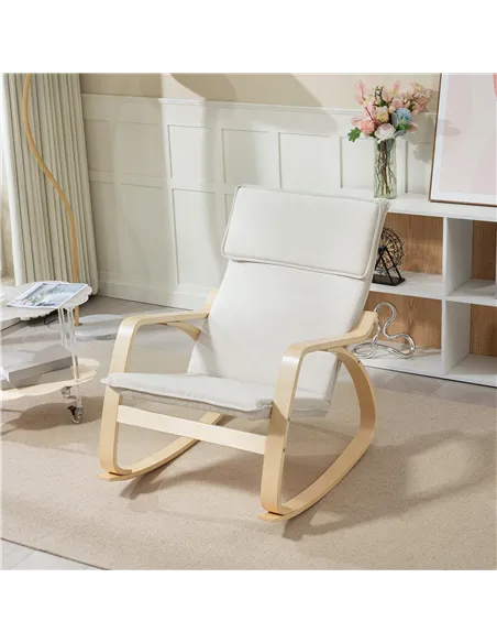 HOMCOM Comfortable Relax Rocking Chair, Upholstered Lounge Chair Recliner with High Back and Headrest for Living Room, Bedroom, 