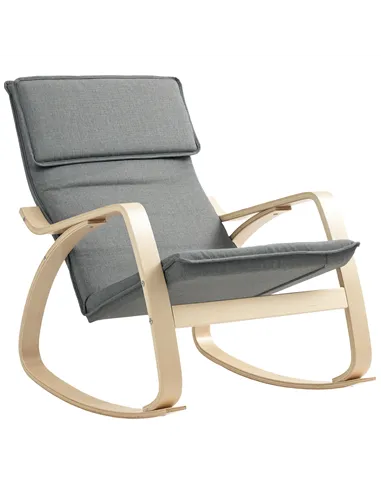 HOMCOM Comfortable Relax Rocking Chair, Upholstered Lounge Chair Recliner with High Back and Headrest for Living Room, Bedroom, 