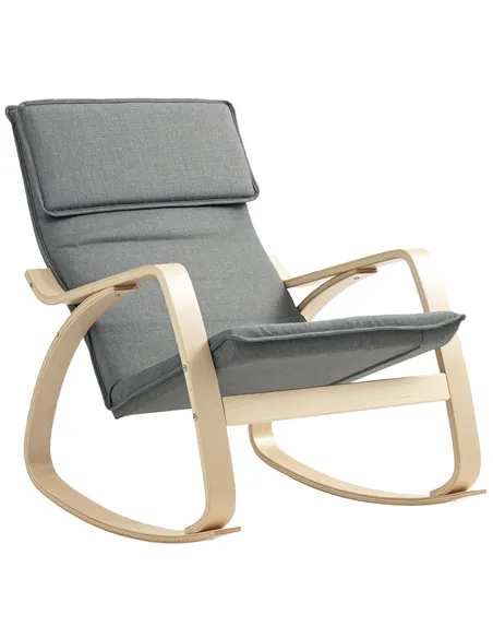 HOMCOM Comfortable Relax Rocking Chair, Upholstered Lounge Chair Recliner with High Back and Headrest for Living Room, Bedroom, 