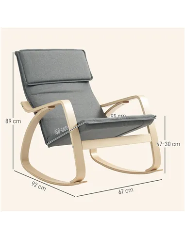 HOMCOM Comfortable Relax Rocking Chair, Upholstered Lounge Chair Recliner with High Back and Headrest for Living Room, Bedroom, 