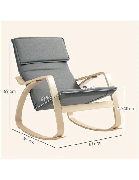 HOMCOM Comfortable Relax Rocking Chair, Upholstered Lounge Chair Recliner with High Back and Headrest for Living Room, Bedroom, 