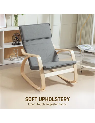 HOMCOM Comfortable Relax Rocking Chair, Upholstered Lounge Chair Recliner with High Back and Headrest for Living Room, Bedroom, 