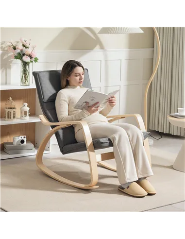 HOMCOM Comfortable Relax Rocking Chair, Upholstered Lounge Chair Recliner with High Back and Headrest for Living Room, Bedroom, 