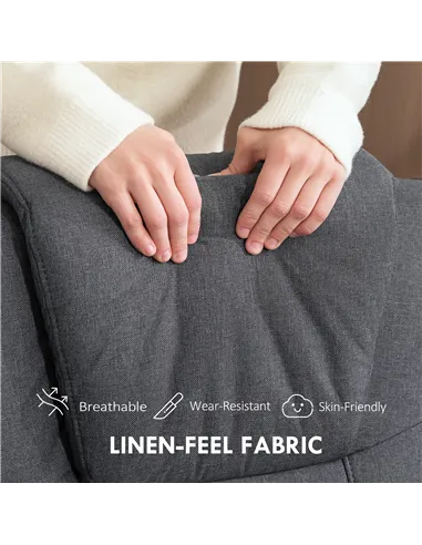 HOMCOM Rocker Swivel Recliner Chair with Footstool - Charcoal Grey Linen