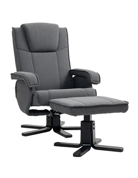 HOMCOM Rocker Swivel Recliner Chair with Footstool - Charcoal Grey Velvet