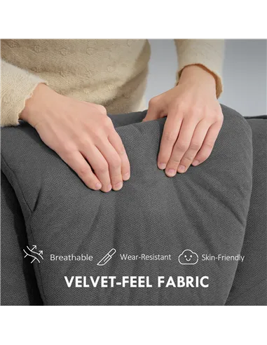 HOMCOM Rocker Swivel Recliner Chair with Footstool - Charcoal Grey Velvet