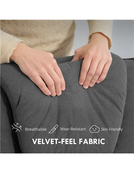 HOMCOM Rocker Swivel Recliner Chair with Footstool - Charcoal Grey Velvet