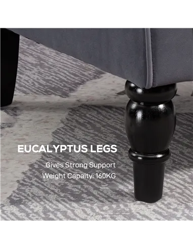 HOMCOM Wingback Accent Chair, Retro Upholstered Button Tufted Occasional Chair for Living Room and Bedroom, Charcoal Grey