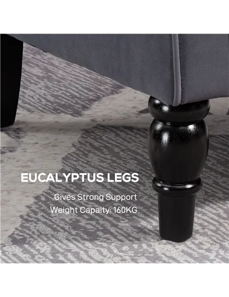 HOMCOM Wingback Accent Chair, Retro Upholstered Button Tufted Occasional Chair for Living Room and Bedroom, Charcoal Grey