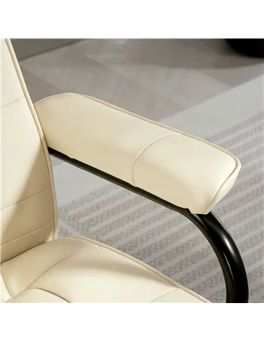 HOMCOM Swivel Recliner Chair and Footstool, Faux Leather Massage Recliner Armchair with Remote Control and Round Wrapped Base, C