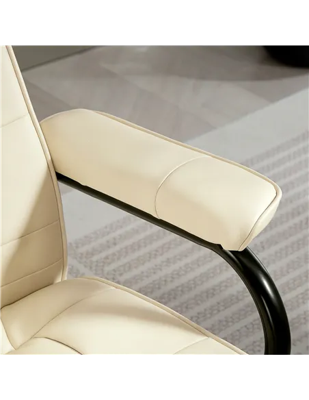 HOMCOM Swivel Recliner Chair and Footstool, Faux Leather Massage Recliner Armchair with Remote Control and Round Wrapped Base, C