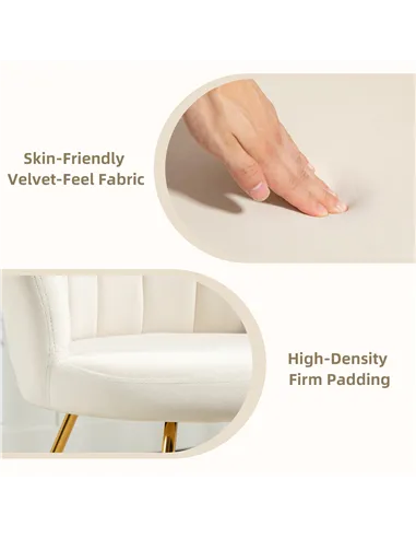 HOMCOM Velvet-Feel Lotus Petal Accent Chair - Cream