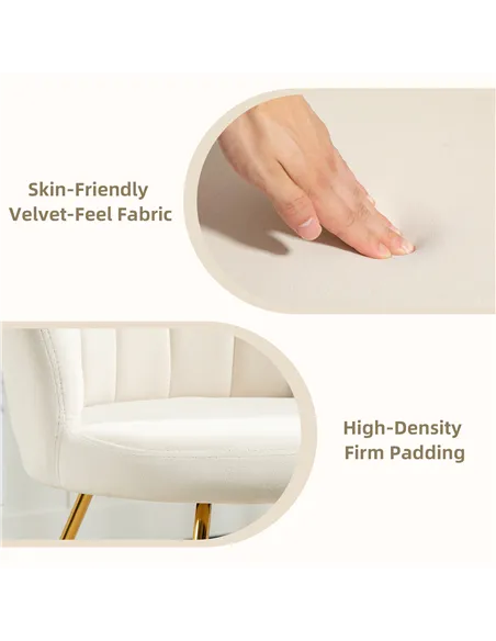 HOMCOM Velvet-Feel Lotus Petal Accent Chair - Cream