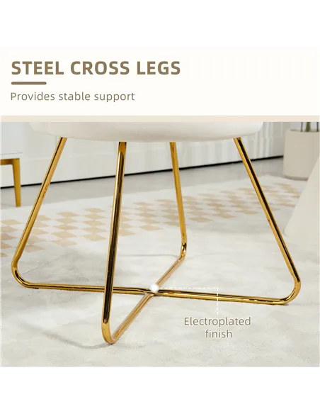 HOMCOM Velvet-Feel Lotus Petal Accent Chair - Cream