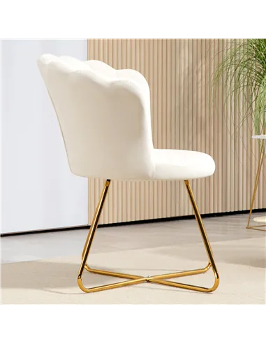 HOMCOM Velvet-Feel Lotus Petal Accent Chair - Cream