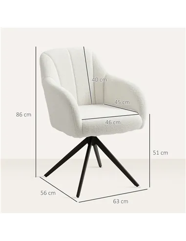 HOMCOM 360 Degree Swivel Accent Chair, Teddy Fleece Fabric Armchair, Upholstered Tufted Vanity Chair with Steel Legs for Living 