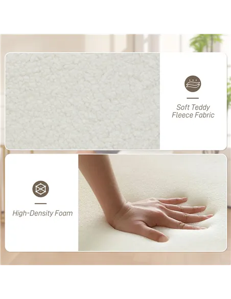 HOMCOM 360 Degree Swivel Accent Chair, Teddy Fleece Fabric Armchair, Upholstered Tufted Vanity Chair with Steel Legs for Living 