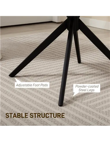 HOMCOM 360 Degree Swivel Accent Chair, Teddy Fleece Fabric Armchair, Upholstered Tufted Vanity Chair with Steel Legs for Living 