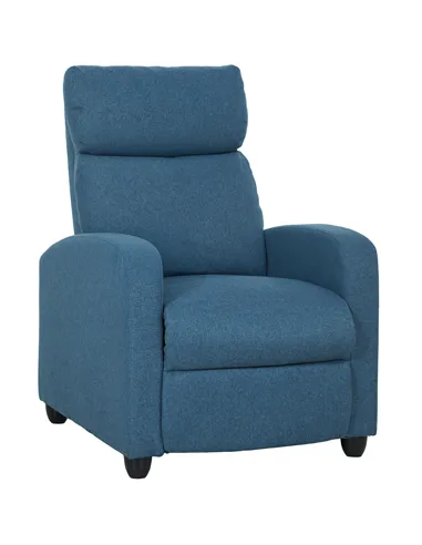 HOMCOM 135° Push Back Recliner Armchair, with Footrest - Blue