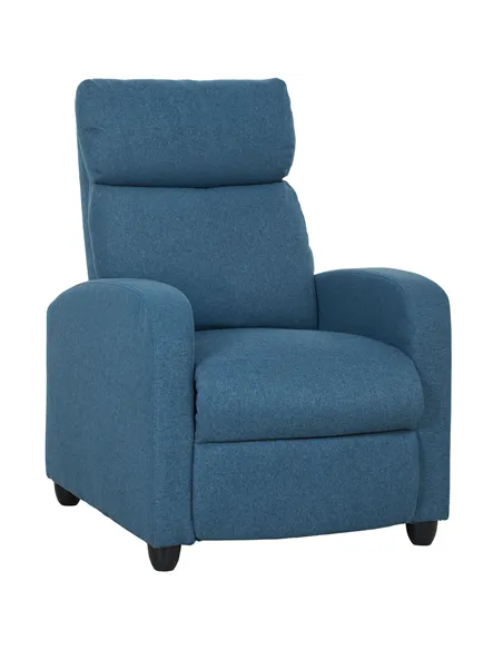 HOMCOM 135° Push Back Recliner Armchair, with Footrest - Blue