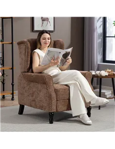 HOMCOM 150° Reclining Vintage Armchair, with footrest - Brown 2