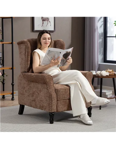 HOMCOM 150° Reclining Vintage Armchair, with footrest - Brown