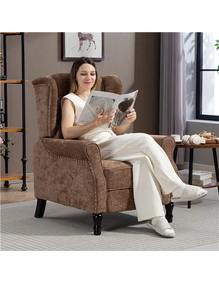 HOMCOM 150° Reclining Vintage Armchair, with footrest - Brown