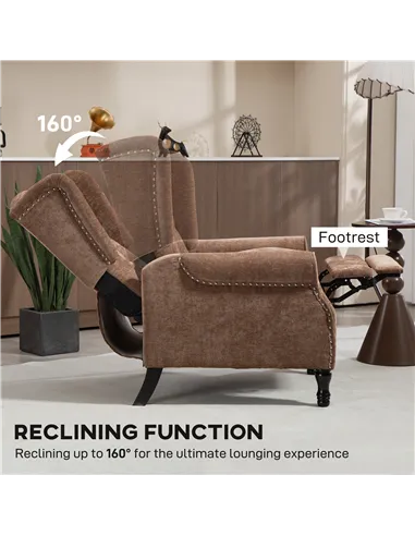HOMCOM 150° Reclining Vintage Armchair, with footrest - Brown