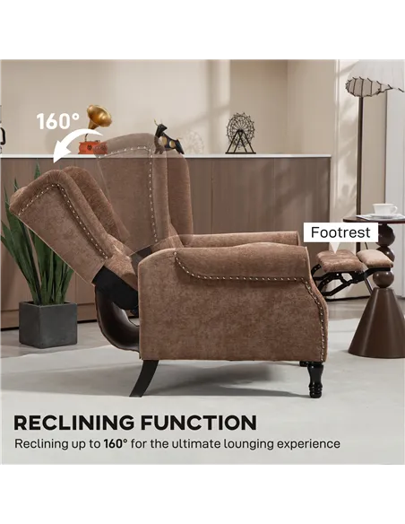 HOMCOM 150° Reclining Vintage Armchair, with footrest - Brown