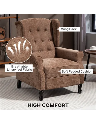 HOMCOM 150° Reclining Vintage Armchair, with footrest - Brown