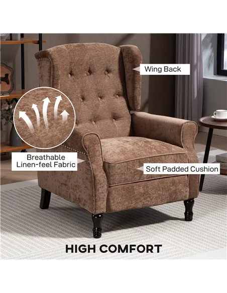 HOMCOM 150° Reclining Vintage Armchair, with footrest - Brown