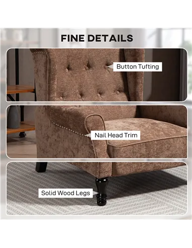 HOMCOM 150° Reclining Vintage Armchair, with footrest - Brown