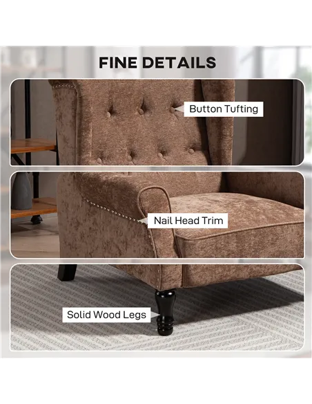 HOMCOM 150° Reclining Vintage Armchair, with footrest - Brown